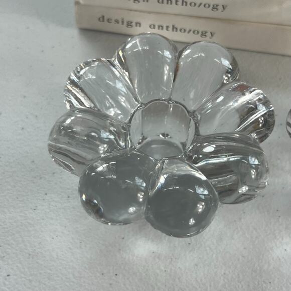 Heisey Crystolite Candle Block Candlestick Holder Set of 2 Flowers Heavy - Picture 4 of 7